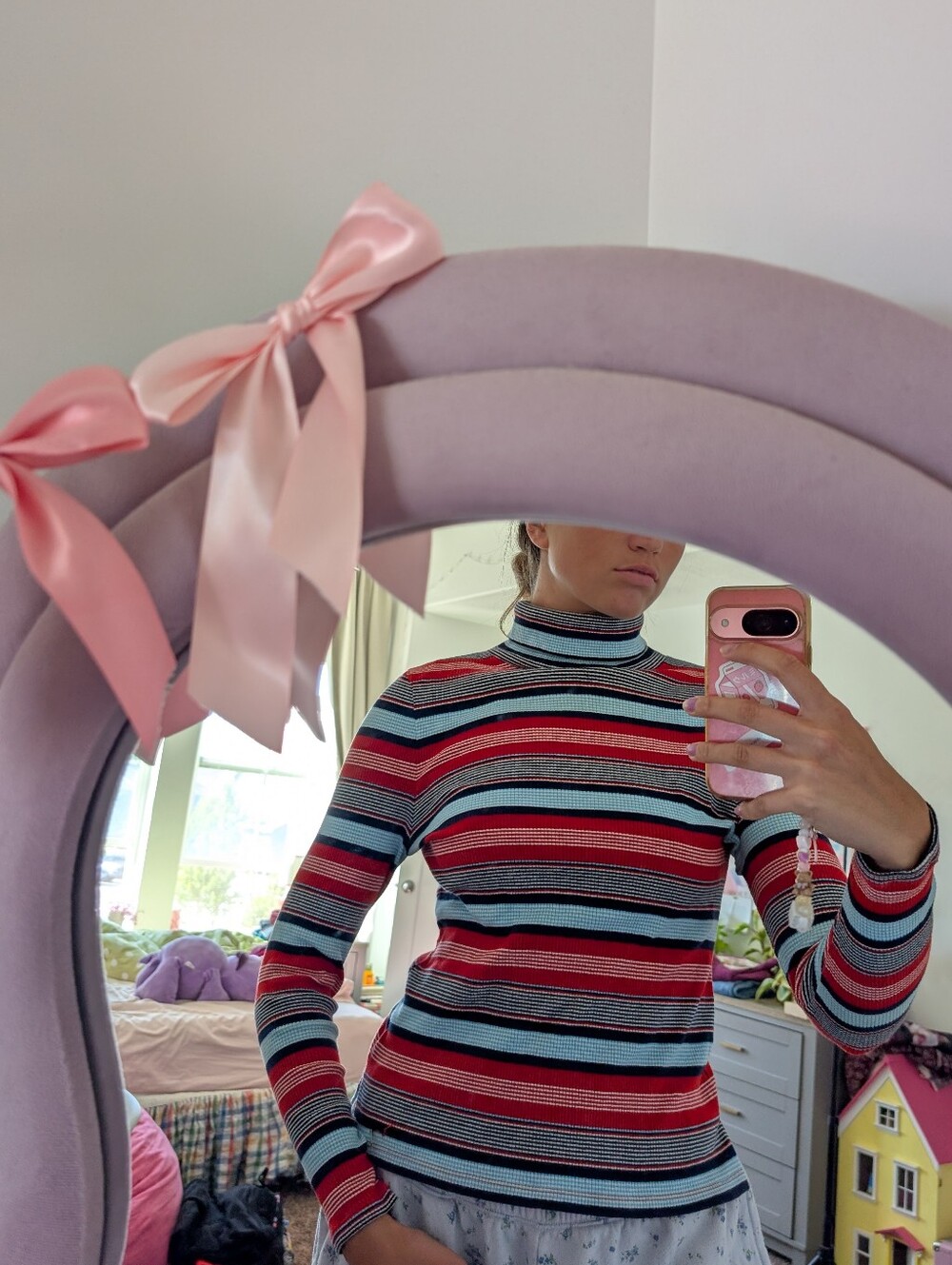 Tommy Hilfiger Striped Turtleneck Sweater Size Large - Red, Light Blue, Navy